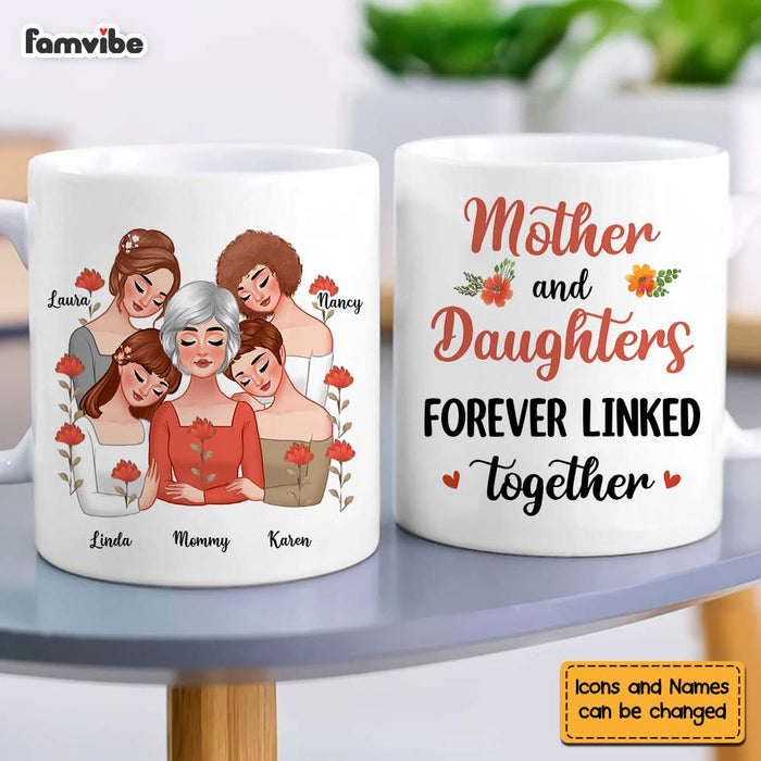 Personalized Mother And Daughter Forever Linked Together Mug 31883 1