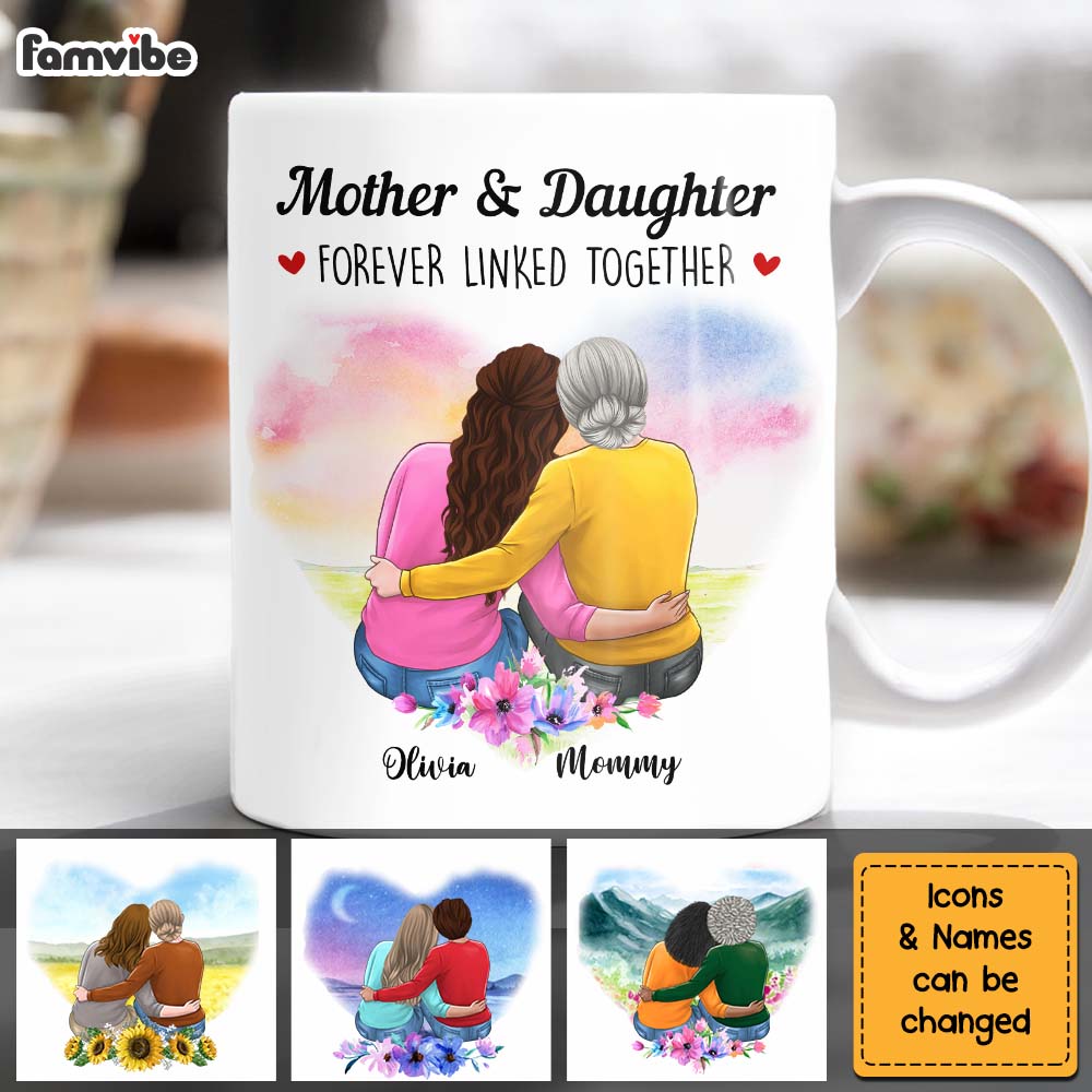 Personalized Gift Mother & Daughter Forever Linked Together Mug 31892 Primary Mockup