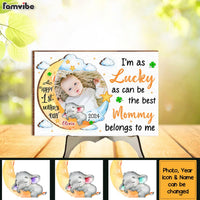 Personalized First Mother's Day Gift I'm As Lucky As Can Be Baby Photo 2 Layered Separate Wooden Plaque 31935 thumb 1