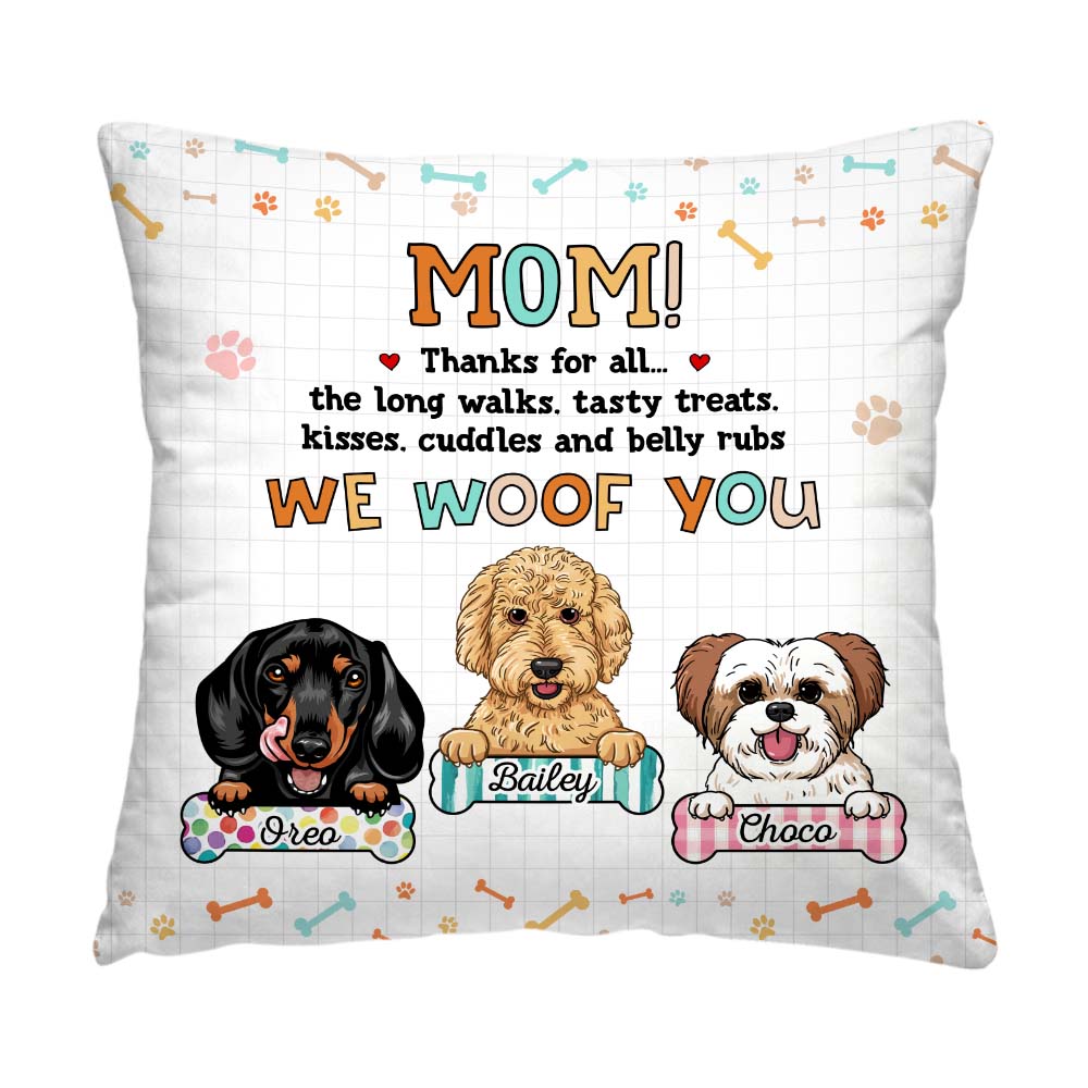 Personalized Mother's Day Gift For Dog Mom We Woof You Pillow 31950 Primary Mockup