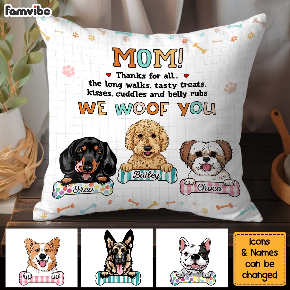 Personalized Mother's Day Gift For Dog Mom We Woof You Pillow 31950 Primary Mockup