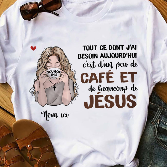 Personalized Coffee Jesus Girl French Café Jésus BWA T Shirt AP148 95O58 1