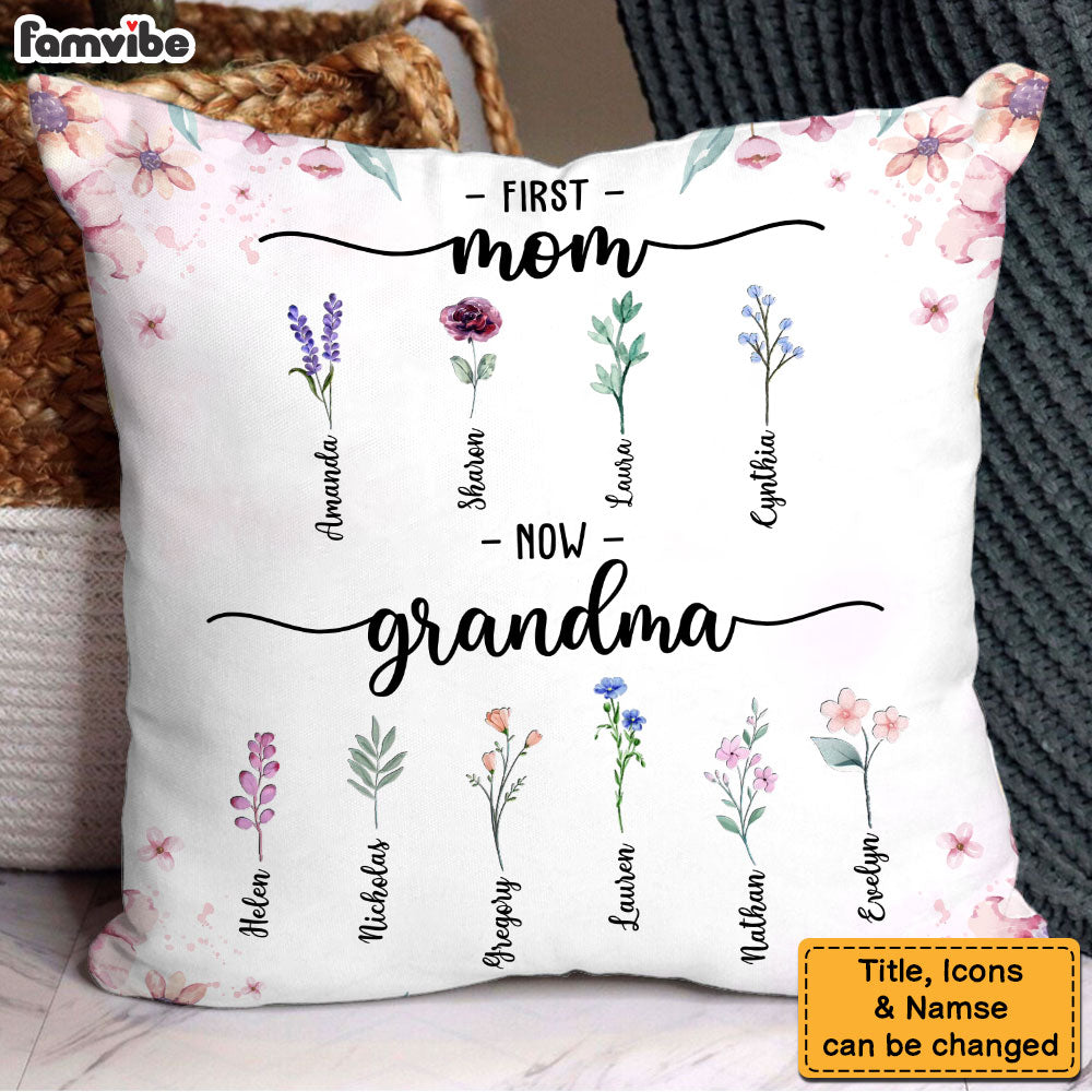 Personalized Gift For Grandma Birth Flowers Pillow 31963 Primary Mockup