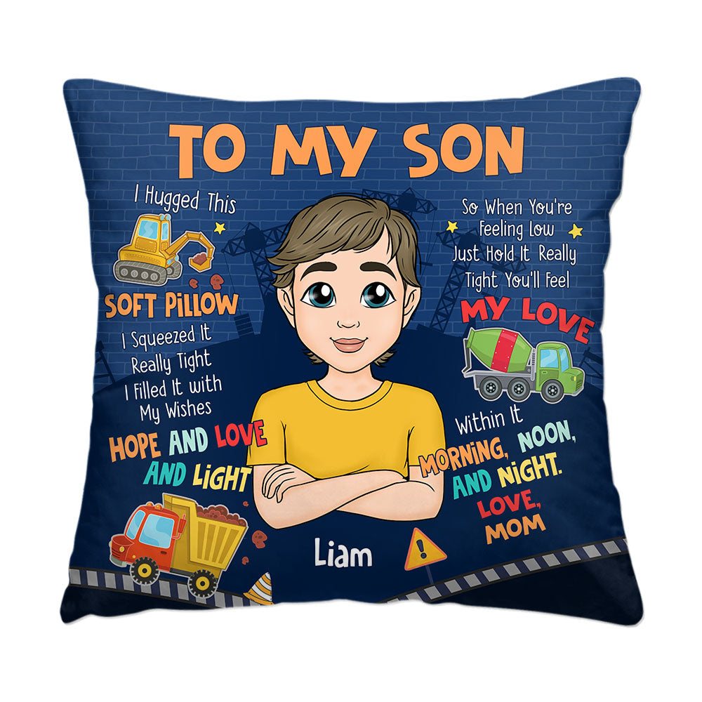 Personalized Gift For Son Construction Hug This Pillow 31978 Primary Mockup