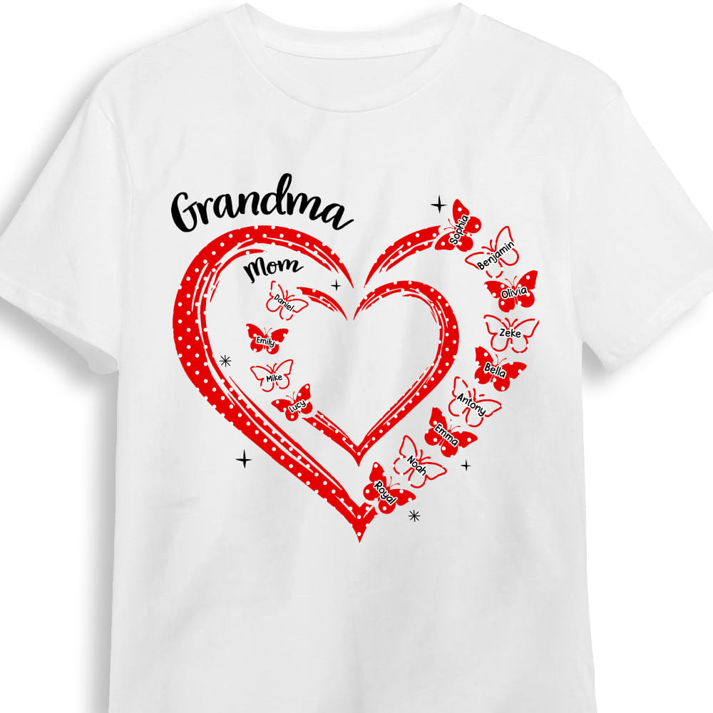 Personalized Gift For Grandma Butterfly Heart Polka Dot Shirt Hoodie Sweatshirt 31979 Primary Mockup