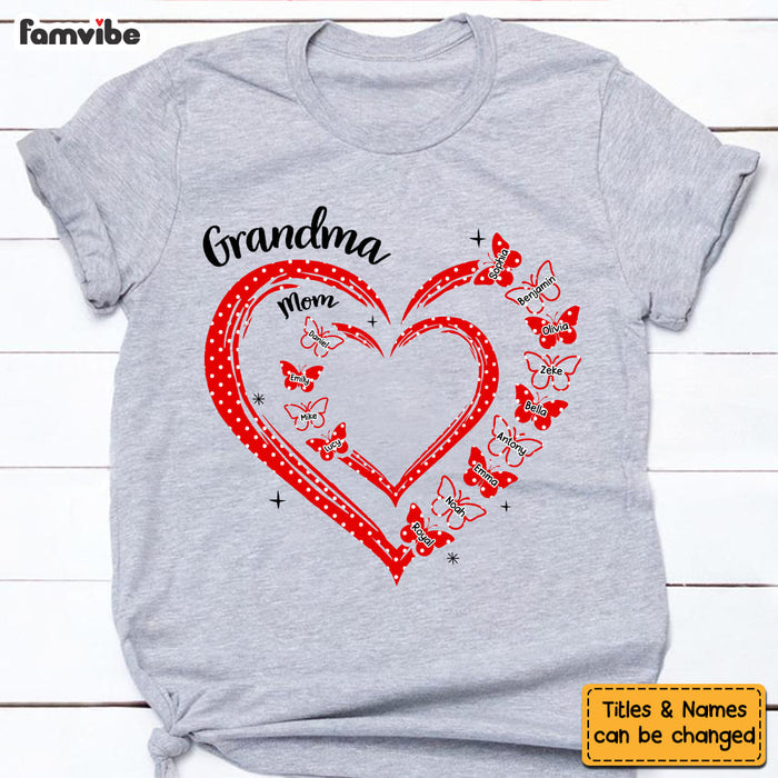 Personalized Gift For Grandma Butterfly Heart Polka Dot Shirt - Hoodie - Sweatshirt 31979 1