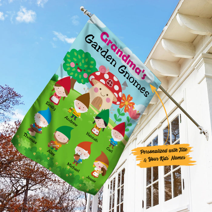 Personalized Grandma Gnomes Gardening Garden Flag JL73 95O53 1