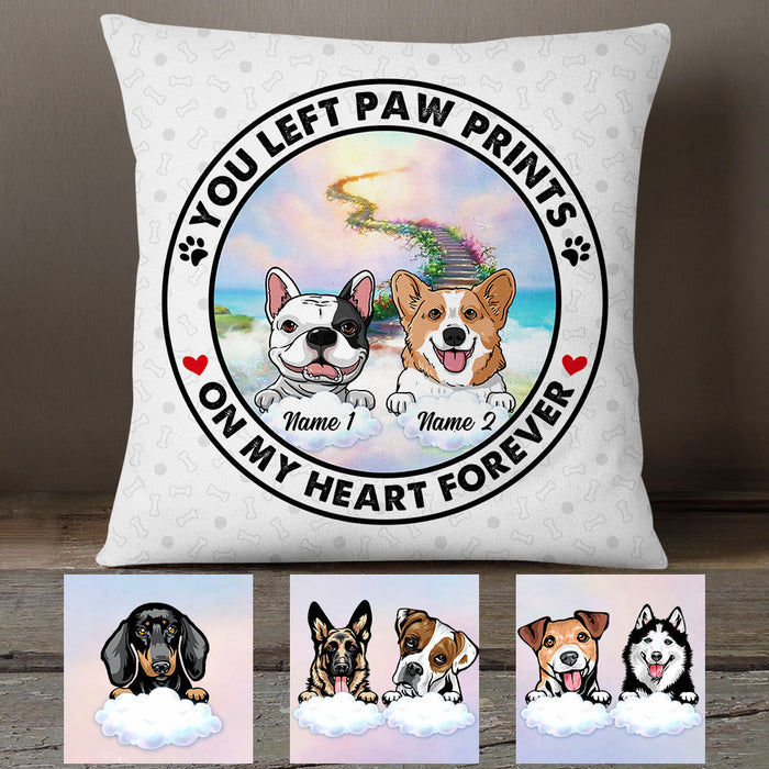Personalized You Left Paw Prints on My Heart Dog Memorial Pillow AP33 67O53 (Insert Included) 1