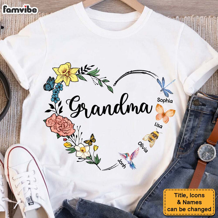 Personalized Gift For Grandma Flower Insects Shirt - Hoodie - Sweatshirt 32002 1