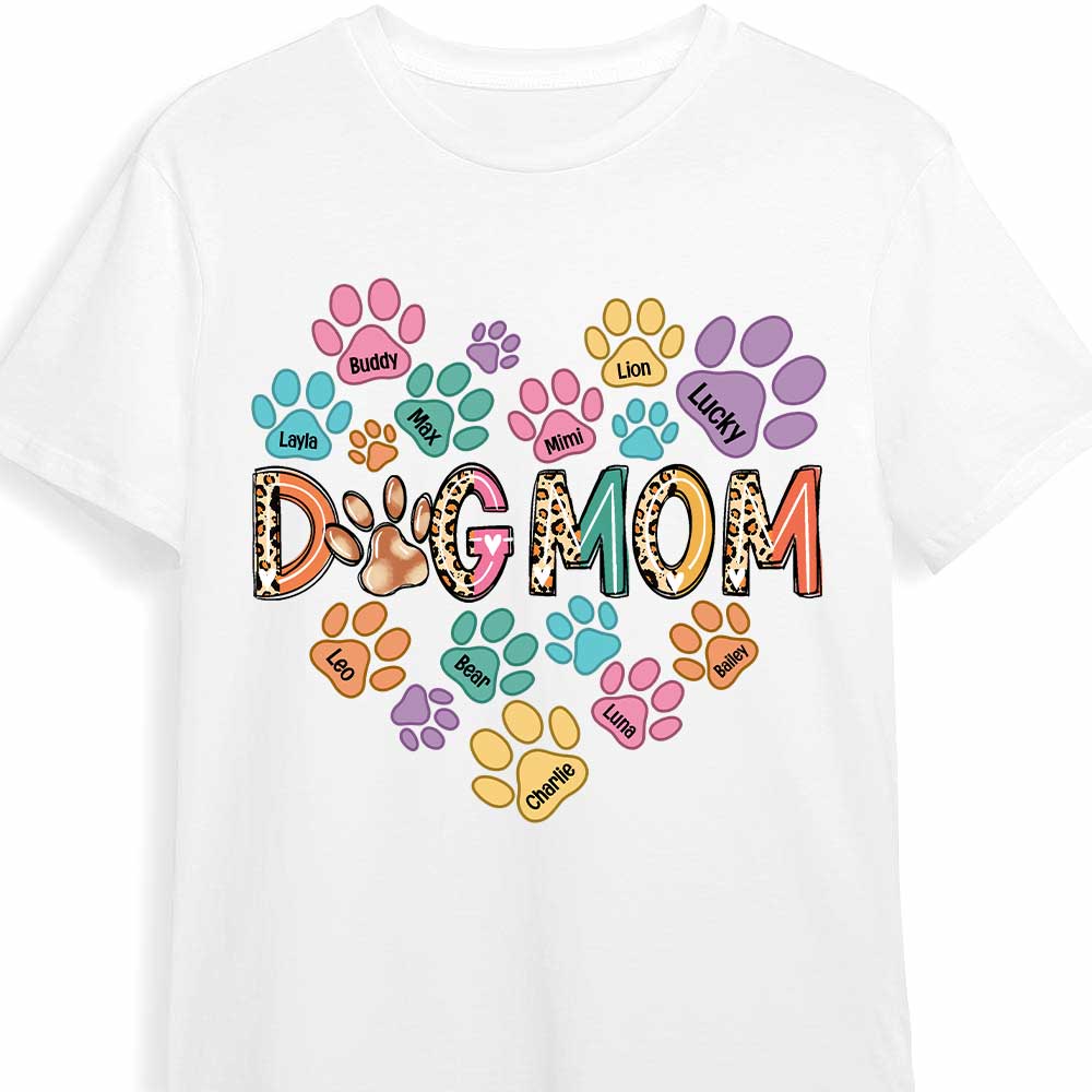 Personalized Gift For Dog Mom Heart Paw Prints Shirt Hoodie Sweatshirt 32005 Primary Mockup