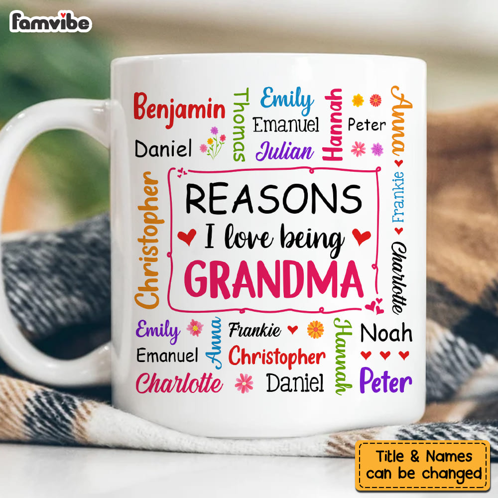 Personalized Gift For Grandma Reasons I Love Being Word Art Mug 32052 Primary Mockup