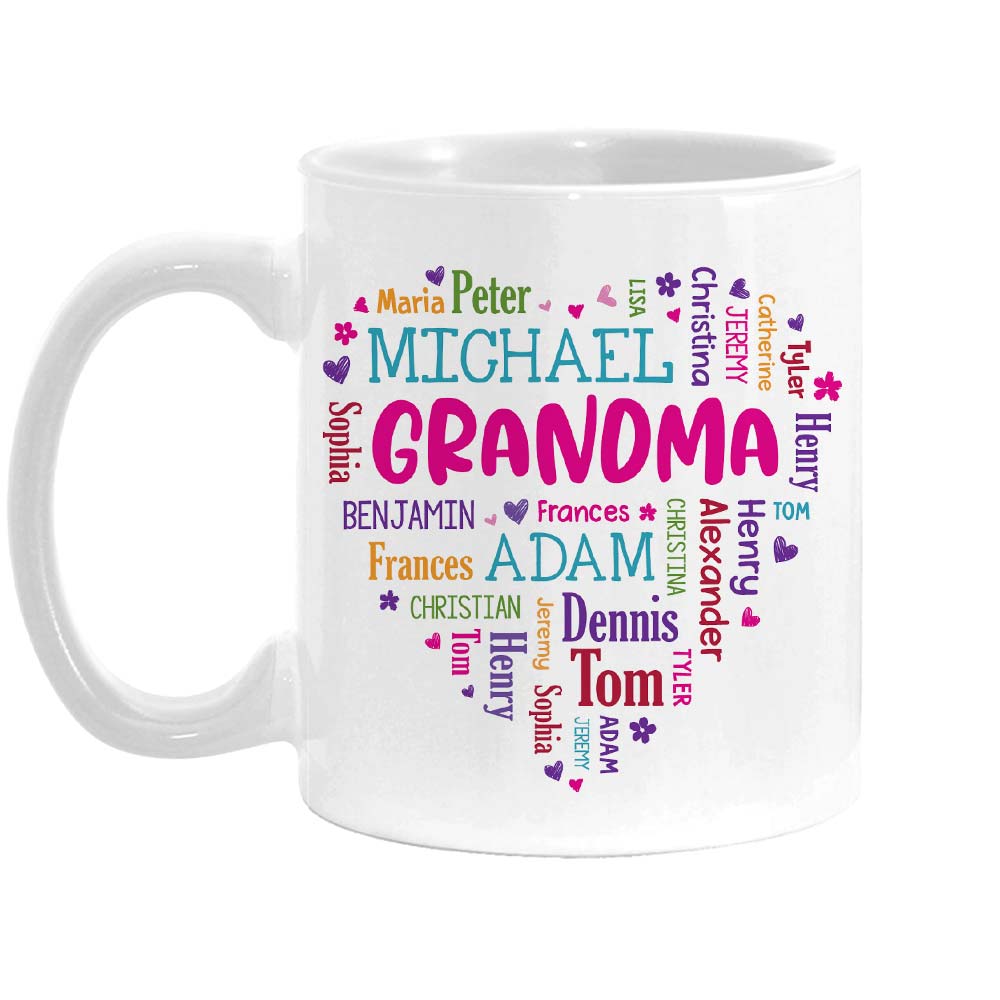 Personalized Gift For Grandma Heart Word Art Mug 32053 Primary Mockup