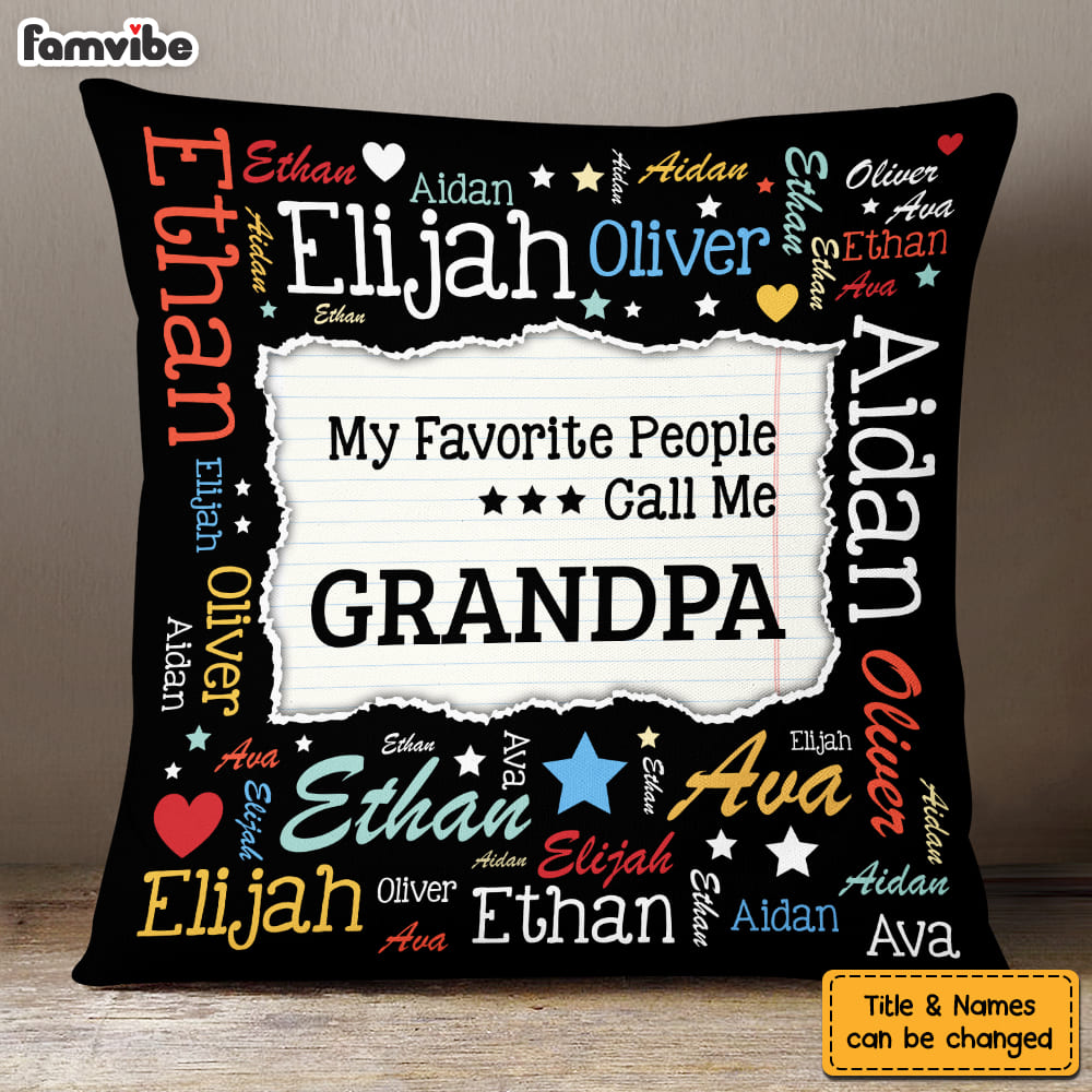 Personalized Gift For Grandpa My Favorite People Pillow 32054 Primary Mockup