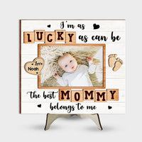 Personalized Gift For Baby As Lucky As Can Be Photo 2 Layered Wooden Plaque 32057 thumb 1