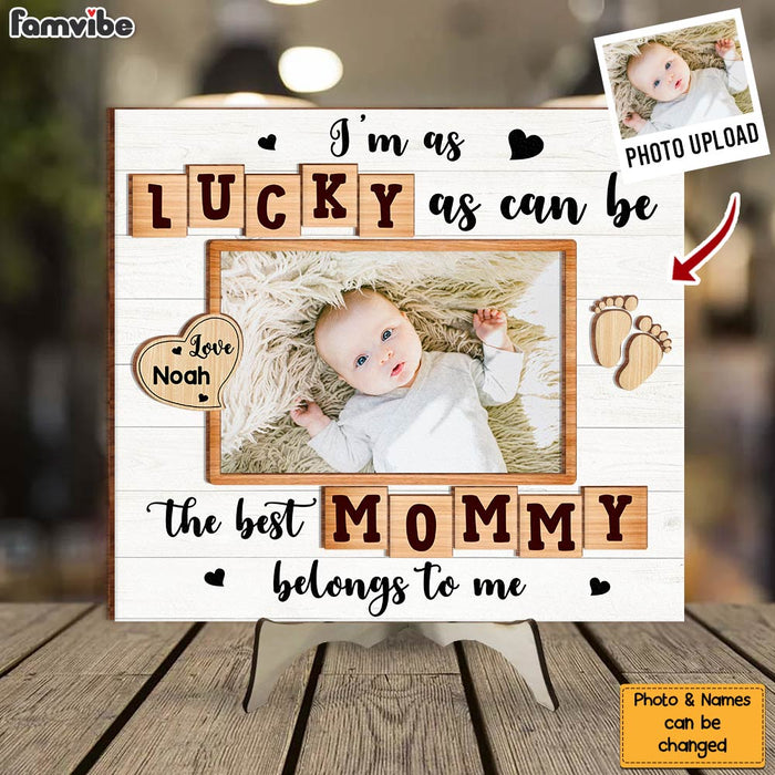 Personalized Gift For Baby As Lucky As Can Be Photo 2 Layered Wooden Plaque 32057 1