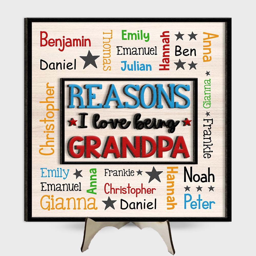 Personalized Gift For Grandpa Word Art 2 Layered Separate Wooden Plaque 32062 Primary Mockup