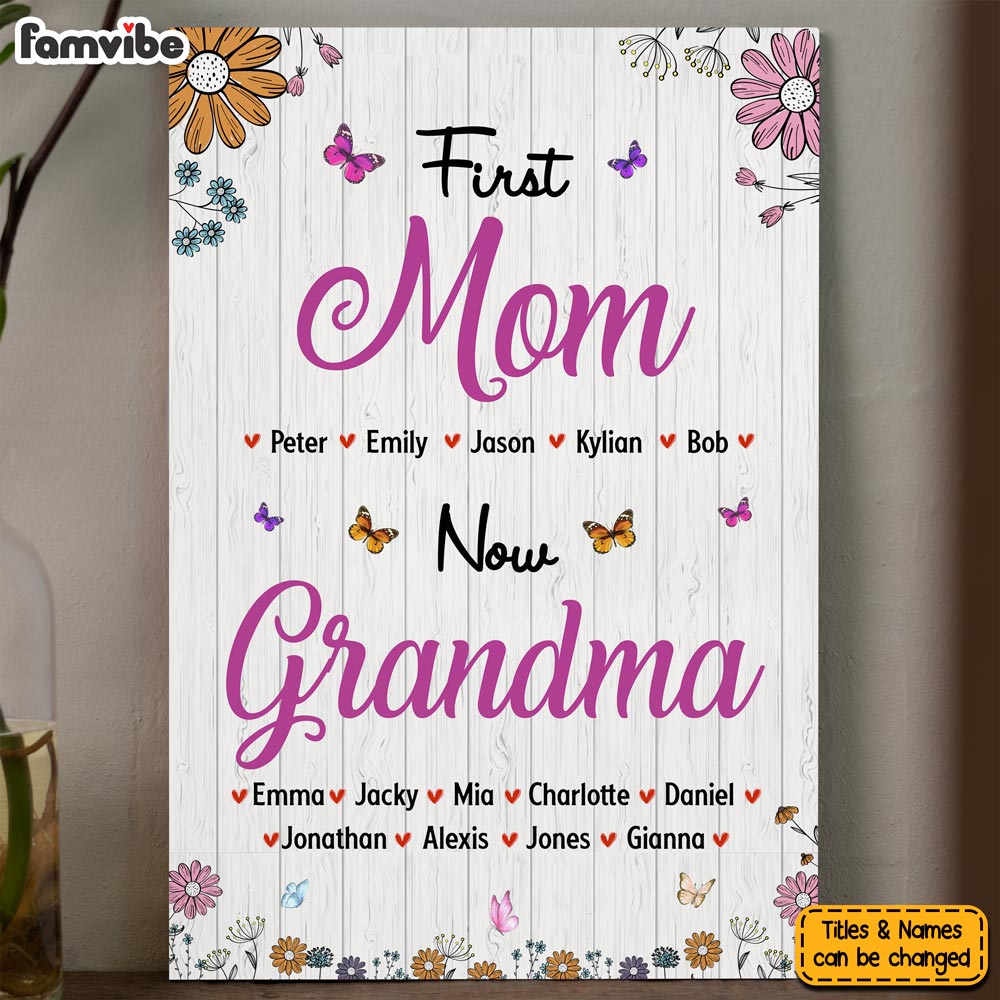 Personalized Gift For Nana First Mom Now Grandma Canvas 32070 Primary Mockup