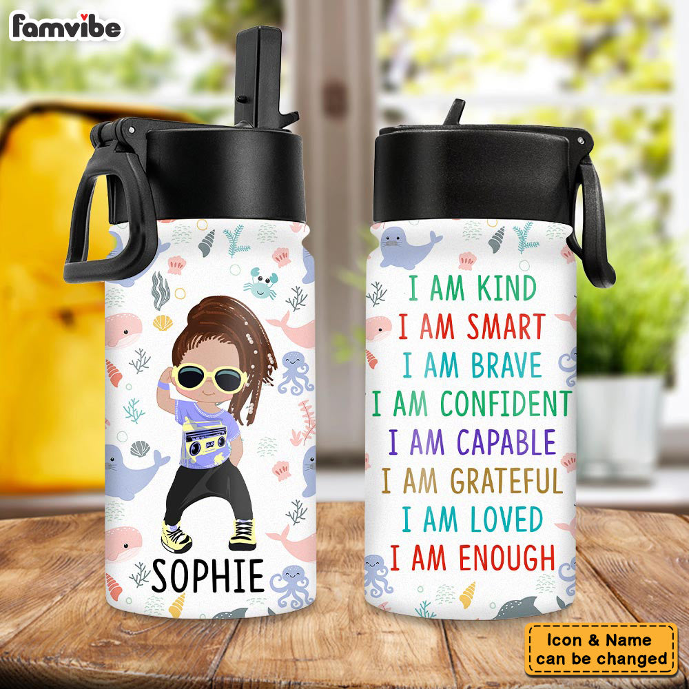 Personalized Gift For Kid I Am Kind Kids Water Bottle 32073 Primary Mockup