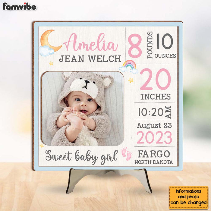 Personalized Gift For Baby Birth Announcement 2 Layered Separate Wooden Plaque 32075 1