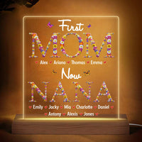 Personalized Gift For Nana First Mom Now Grandma Flower Pattern Plaque LED Lamp Night Light 32078 thumb 1