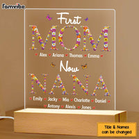 Personalized Gift For Nana First Mom Now Grandma Flower Pattern Plaque LED Lamp Night Light 32078 thumb 1