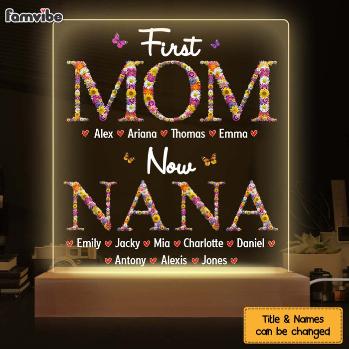 Personalized Gift For Nana First Mom Now Grandma Flower Pattern Plaque LED Lamp Night Light 32078 1