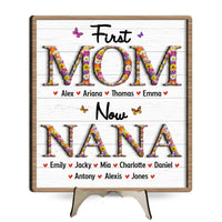 Personalized Gift For Nana First Mom Now Grandma Flower Pattern 2 Layered Separate Wooden Plaque  31743 32079 thumb 1