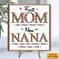 Personalized Gift For Nana First Mom Now Grandma Flower Pattern 2 Layered Separate Wooden Plaque  31743 32079 thumb 1