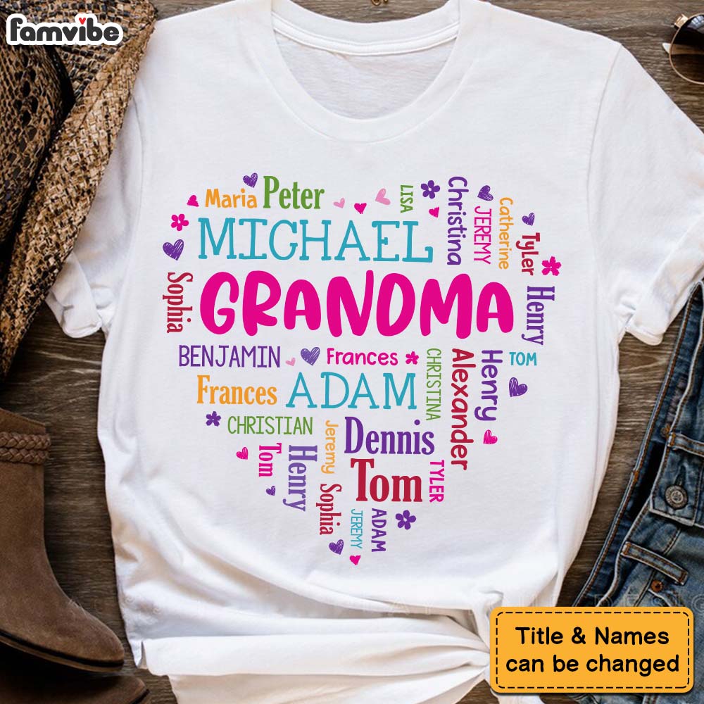 Personalized Gift For Grandma Heart Word Art Shirt Hoodie Sweatshirt 32088 Primary Mockup