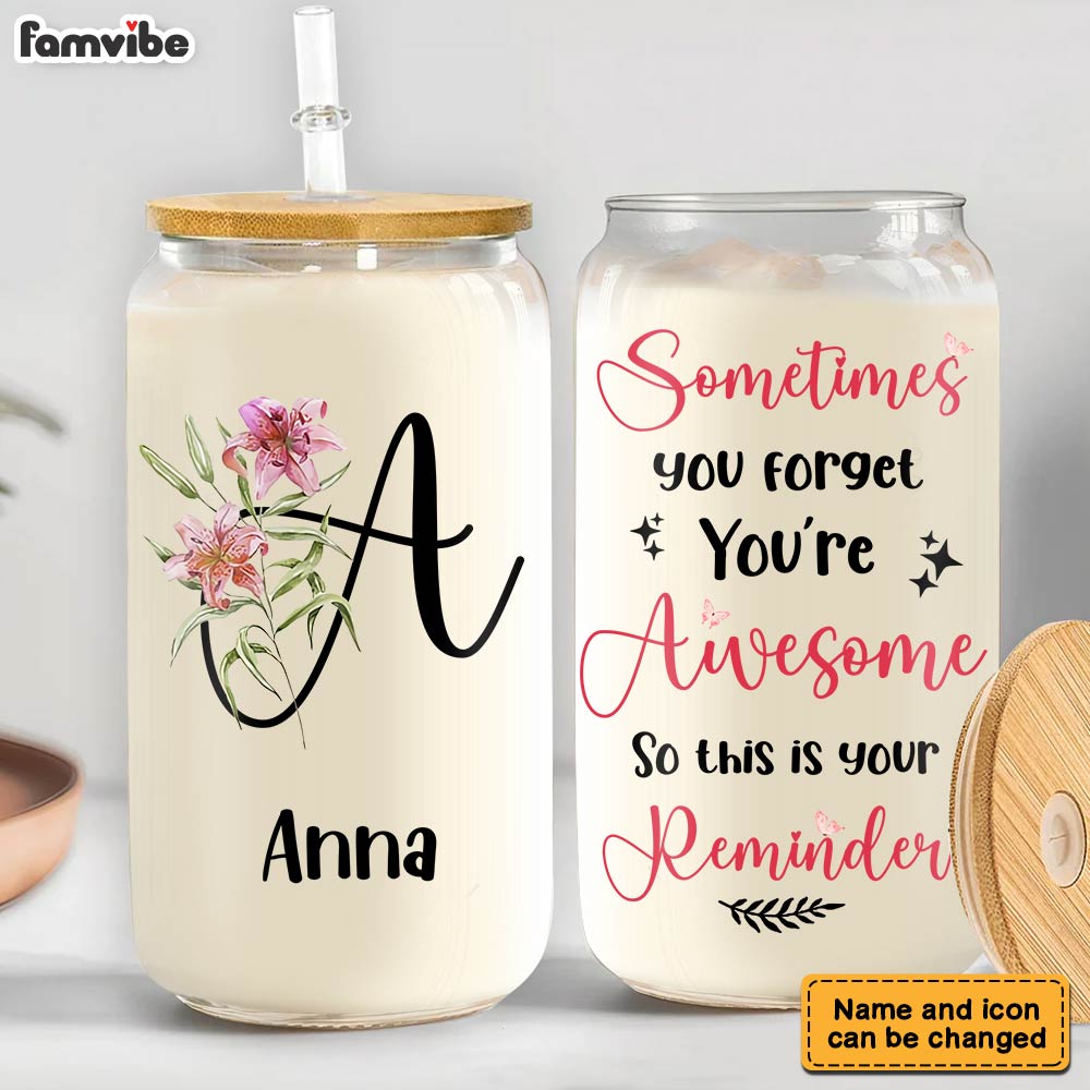 Personalized Gift For Daughter You're Awesome Glass Can 32090 Primary Mockup