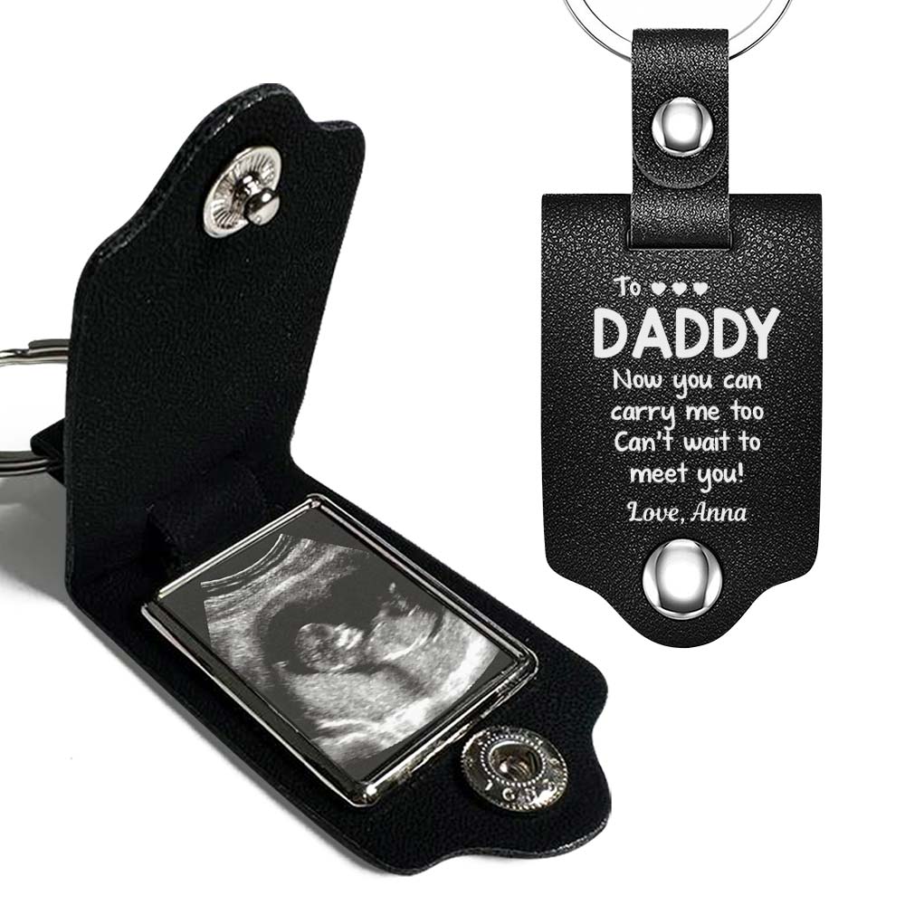 Personalized Daddy To Be Gift Leather Keychain 32095 Primary Mockup