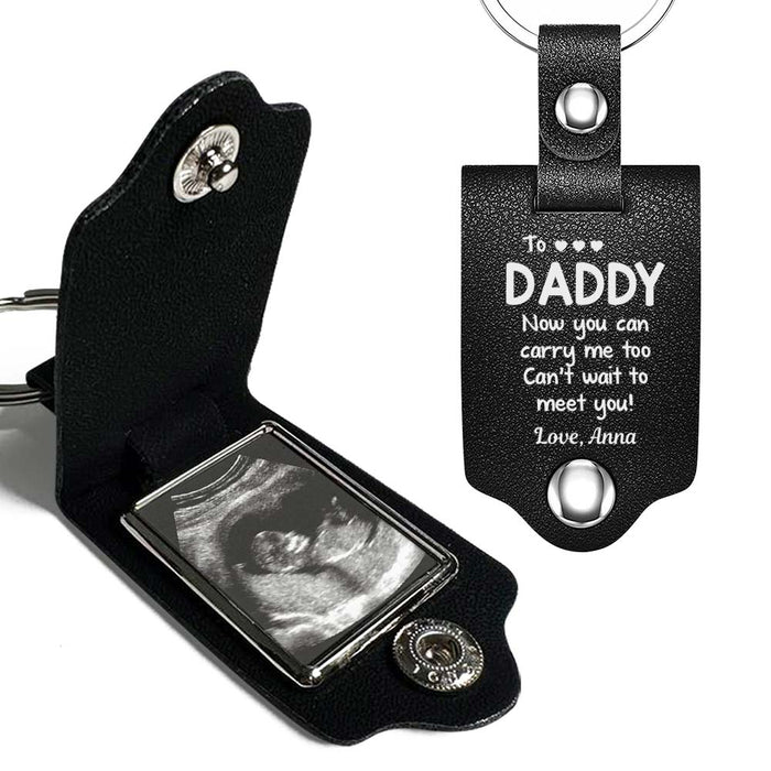 Personalized Daddy To Be Gift Leather Keychain 32095 1