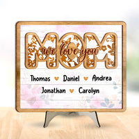 Personalized Gift For Mother Mom We Love You 2 Layered Separate Wooden Plaque 32098 thumb 1