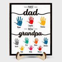 Personalized Gift For Grandpa First Now Hand Prints 2 Layered Wooden Plaque 32109 thumb 1
