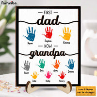Personalized Gift For Grandpa First Now Hand Prints 2 Layered Wooden Plaque 32109 thumb 1