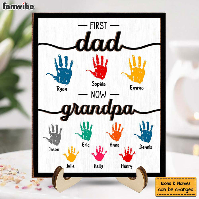 Personalized Gift For Grandpa First Now Hand Prints 2 Layered Wooden Plaque 32109 1