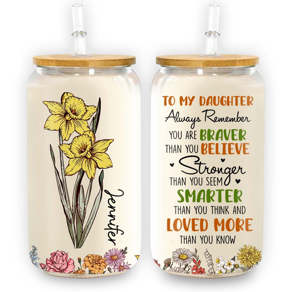Personalized Gift For Daughter Birth Flower Glass Can 32115 Primary Mockup