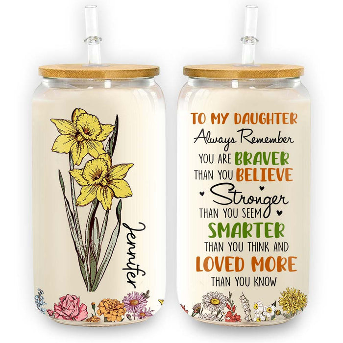 Personalized Gift For Daughter Birth Flower Glass Can 32115 1