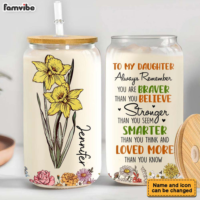 Personalized Gift For Daughter Birth Flower Glass Can 32115 1