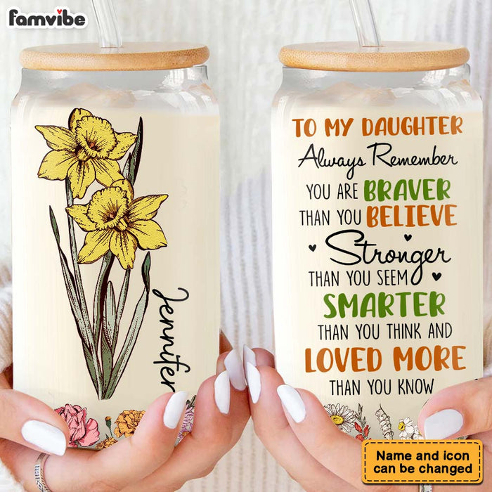 Personalized Gift For Daughter Birth Flower Glass Can 32115 1
