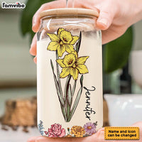 Personalized Gift For Daughter Birth Flower Glass Can 32115 thumb 1