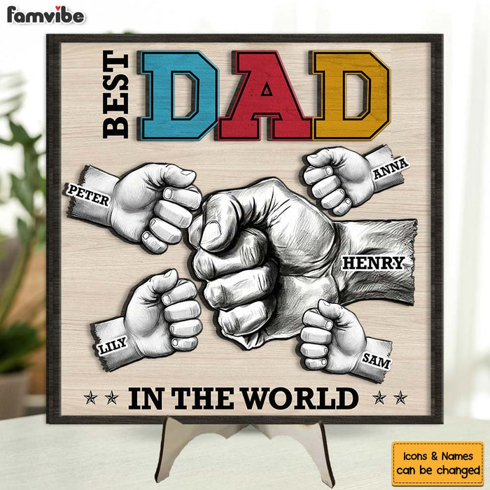 Personalized Gift For Dad Fist Bump 2 Layered Separate Wooden Plaque 32126 1