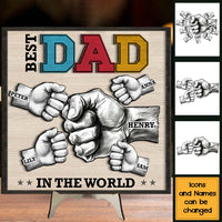 Personalized Gift For Dad Fist Bump 2 Layered Separate Wooden Plaque 32126 thumb 1