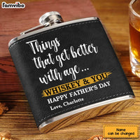 Personalized Gift For Grandpa Things Are Better With Age Leather Hip Flask 32272 thumb 1