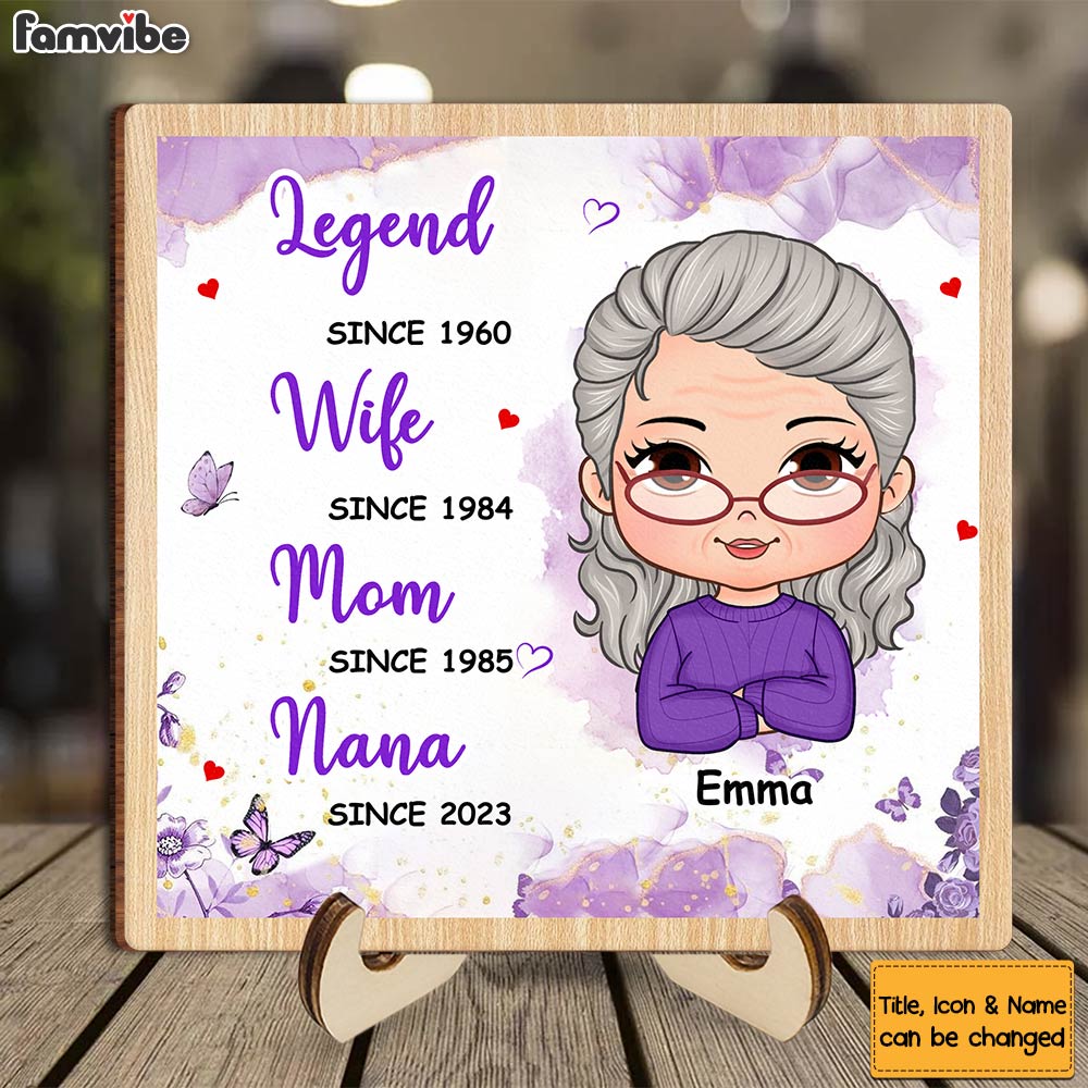 Personalized Gift For Grandma Legend Wife Mom Nana 2 Layered Wooden Plaque 32148 Primary Mockup