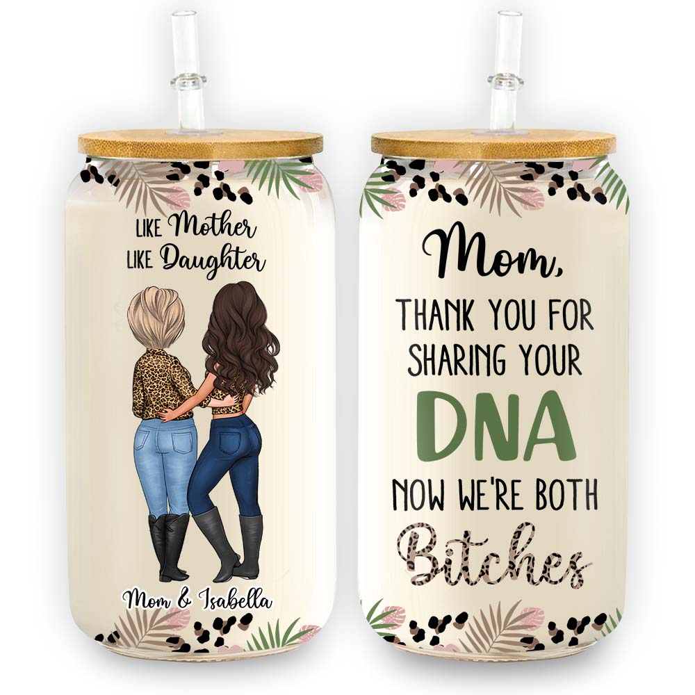 Personalized Gift For Mom Like Mother Like Daughter Glass Can 32153 Primary Mockup