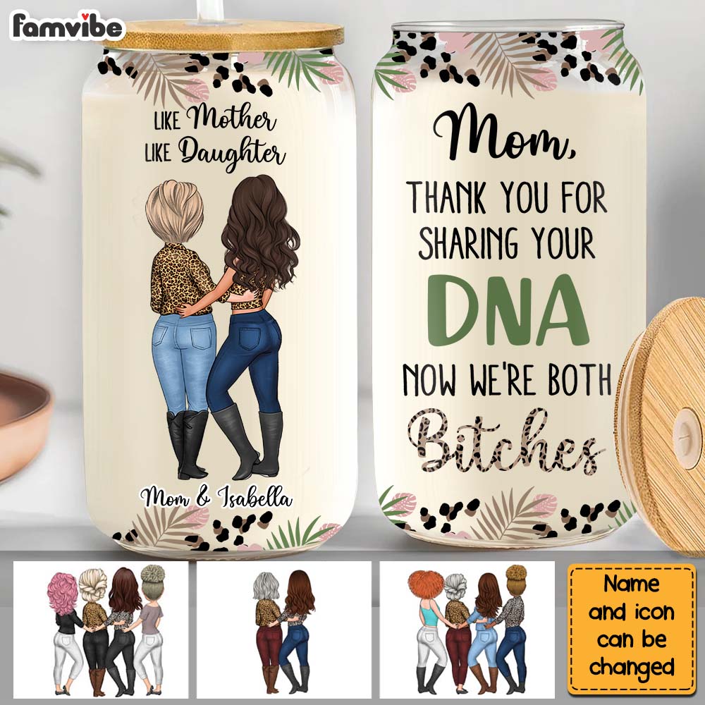 Personalized Gift For Mom Like Mother Like Daughter Glass Can 32153 Primary Mockup