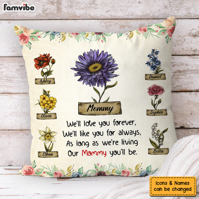Personalized Flower Art My Mommy You'll Be Pillow 32163 1