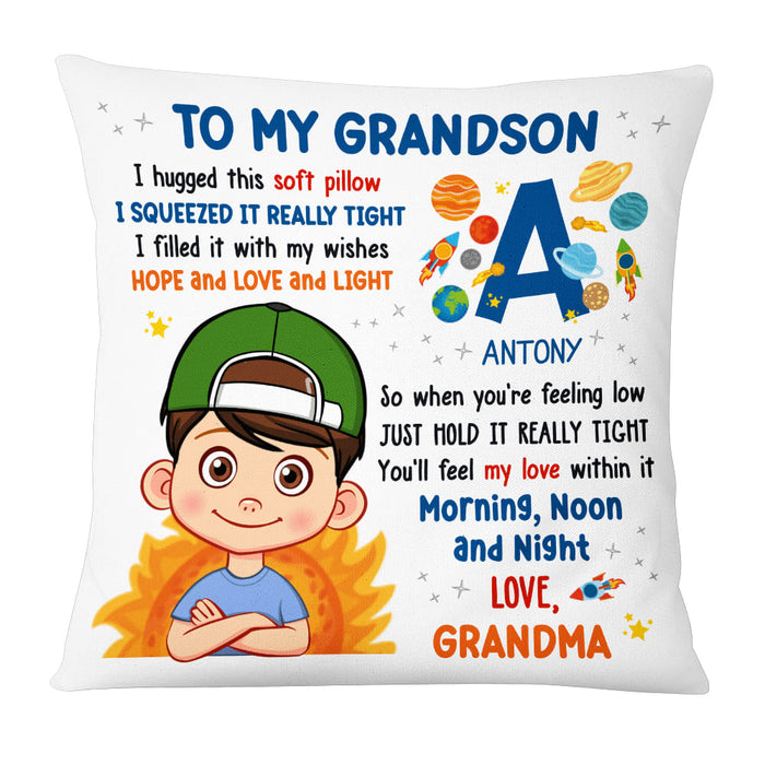 Personalized Gift For Grandson Hug This Letter Initials Pillow 32164 1