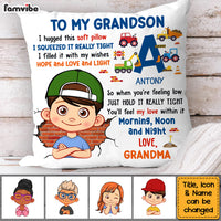 Personalized Gift For Grandson Hug This Letter Initials Pillow 32164 thumb 1